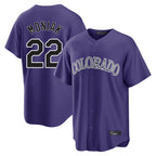 C.Rockies #22 Mickey Moniak Player Purple Game Home Fdoa Stitched Jerseys