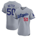 LA.Dodgers #50 Mookie Betts Player Gray Limited Elite Home Fdoa Stitched Jerseys