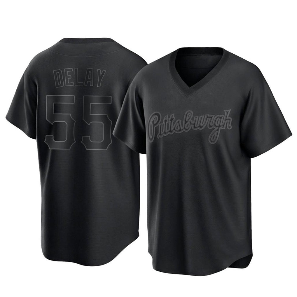 P.Pirates #55 Jason Delay Player Black Fashion Home Game Fdoa Stitched Jerseys