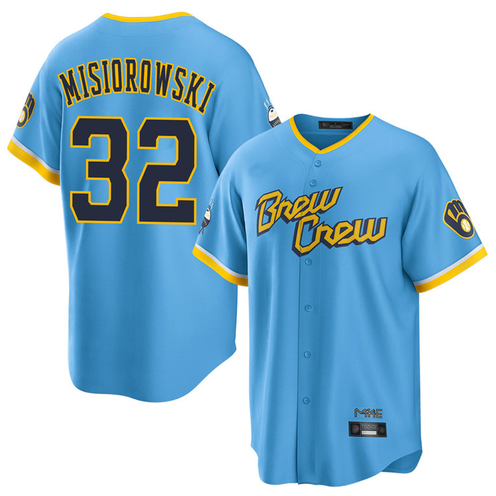 M.Brewers #32 Jacob Misiorowski Player Light Blue City Connect Home Game Fdoa Stitched Jerseys