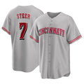 C.Reds #7 Spencer Steer Player Gray Home Game Fdoa Stitched Jerseys