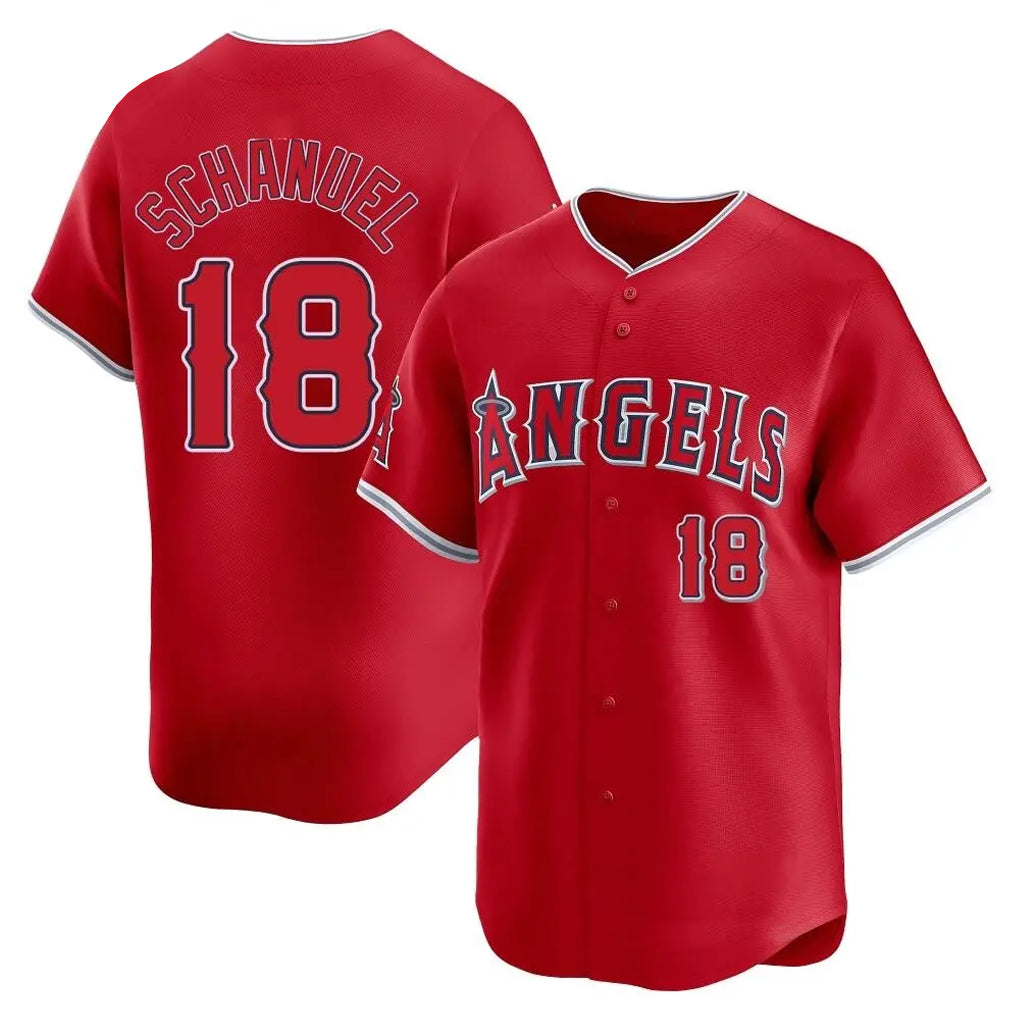 LA.Angels #18 Nolan Schanuel Player Red Home Limited Fdoa Stitched Jerseys