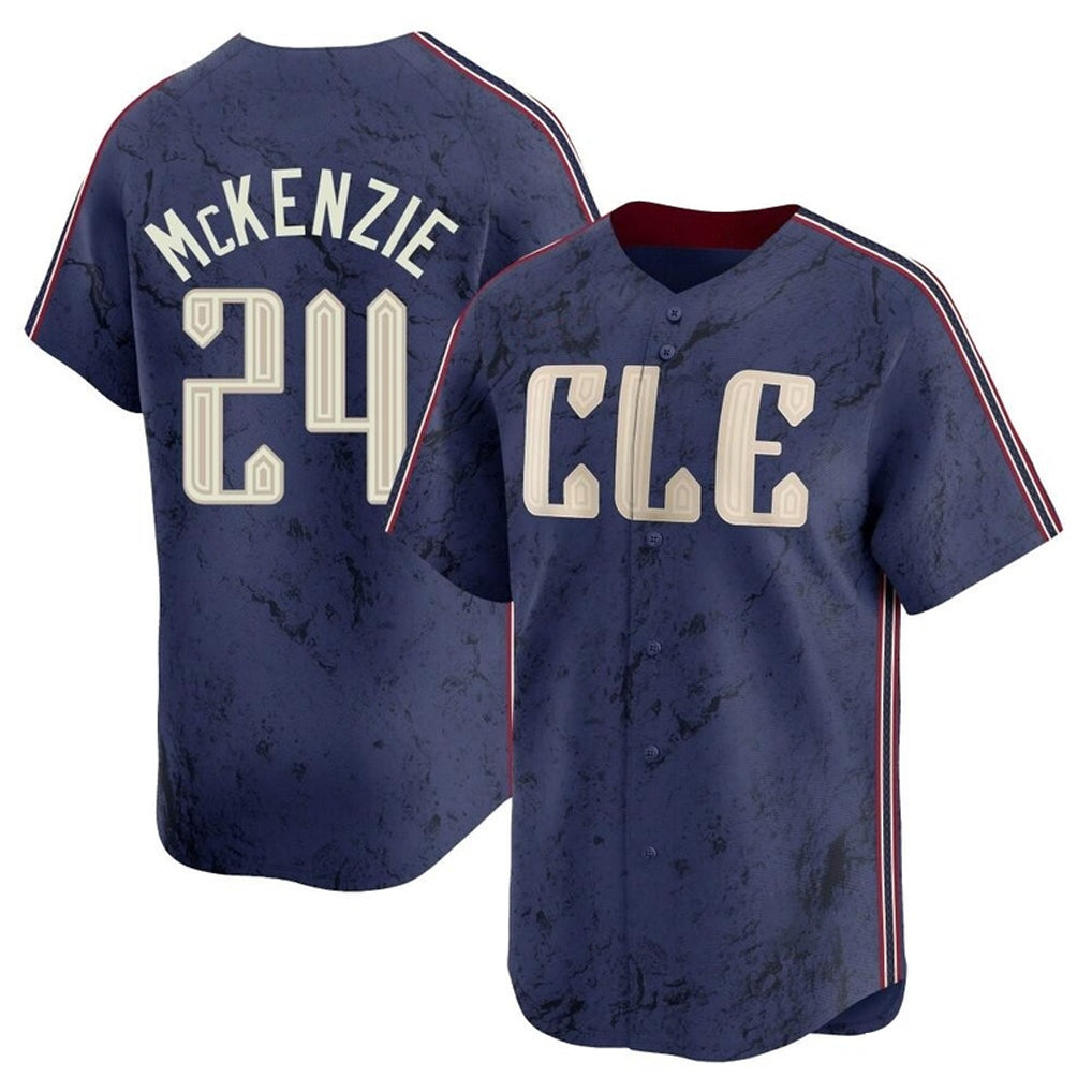 C.Guardians #24 Triston McKenzie Player Navy City Connect Limited Home Fdoa Stitched Jerseys