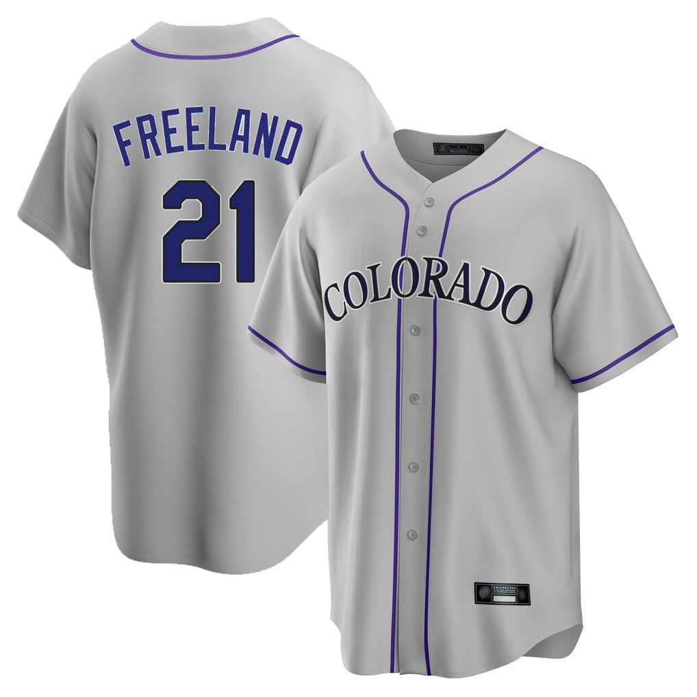C.Rockies #21 Kyle Freeland Player Gray Game Home Fdoa Stitched Jerseys