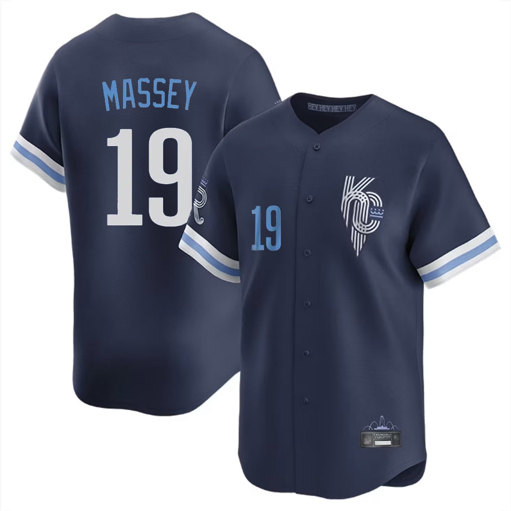 KC.Royals #19 Michael Massey Player Navy City Connect Limited Home Fdoa Stitched Jerseys