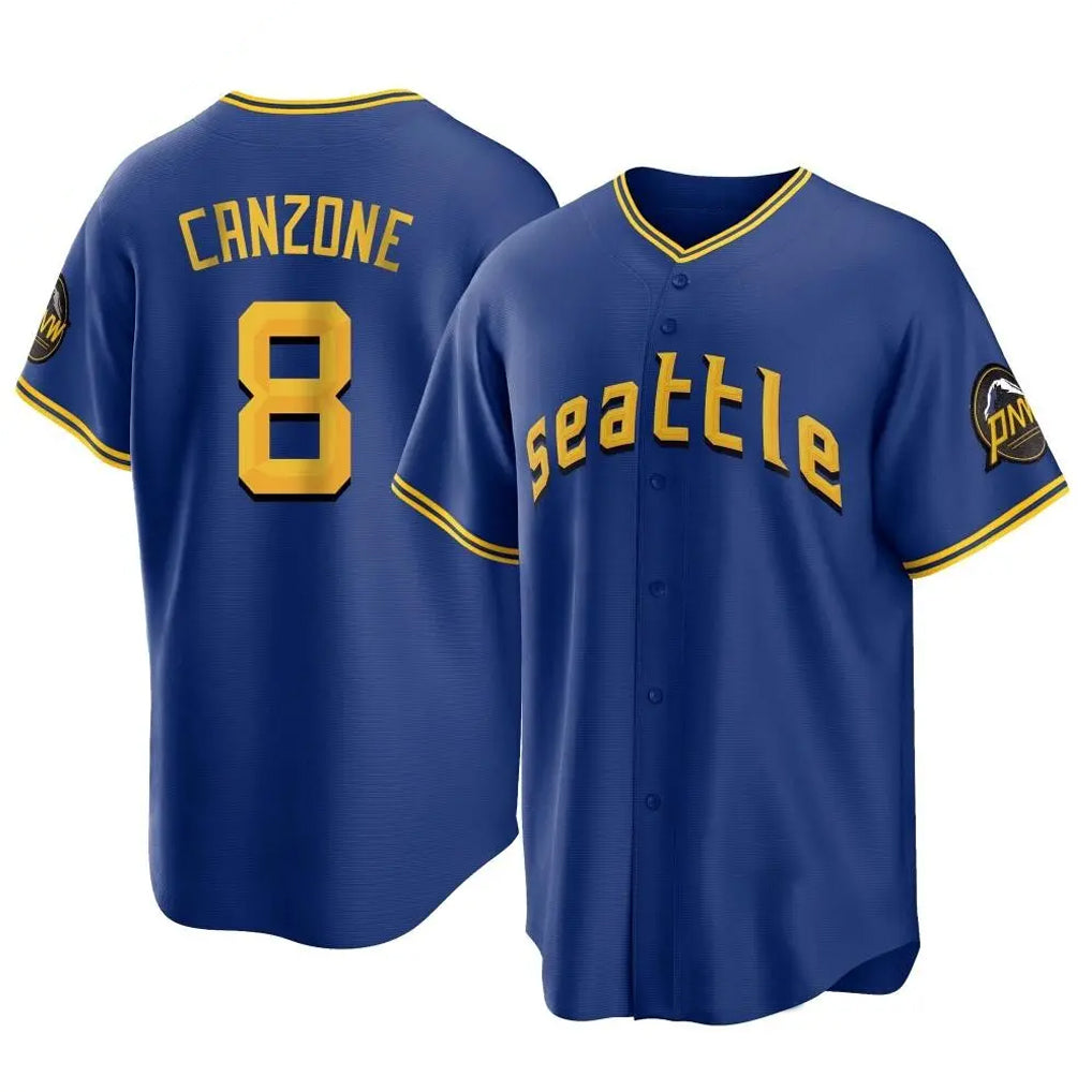 S.Mariners #8 Dominic Canzone Player Royal City Connect Home Game Fdoa Stitched Jerseys