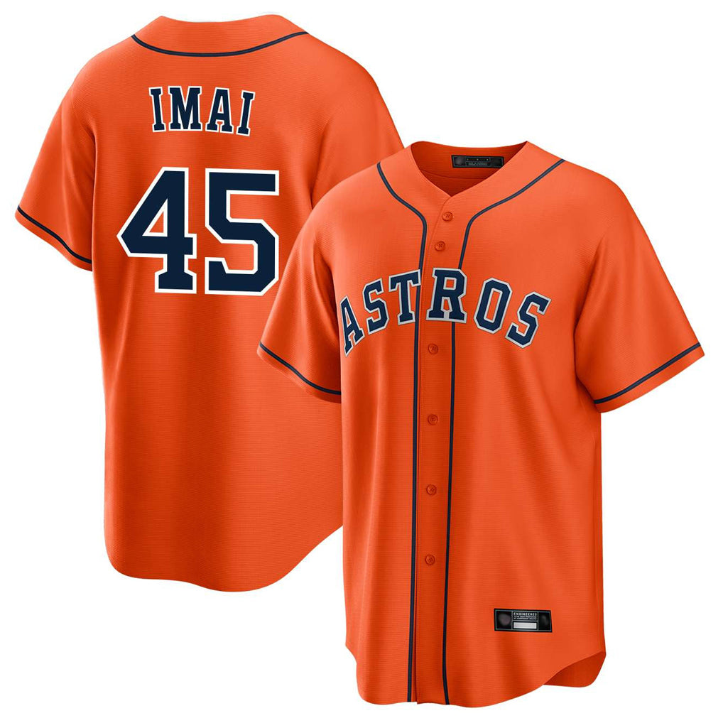 H.Astros #45 Tatsuya Imai Player Orange Home Game Fdoa Stitched Jerseys