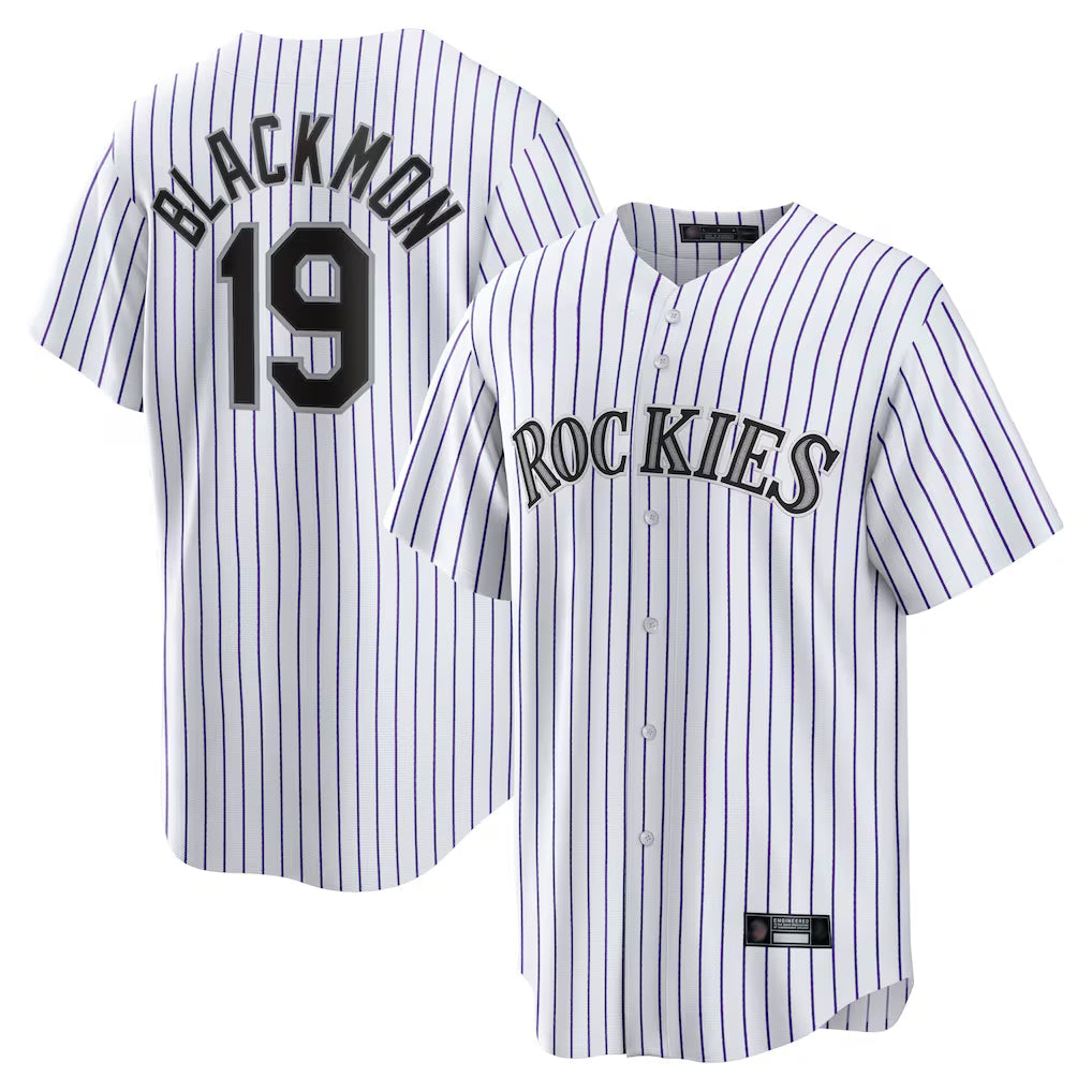 C.Rockies #19 Charlie Blackmon Player White Game Home Fdoa Stitched Jerseys