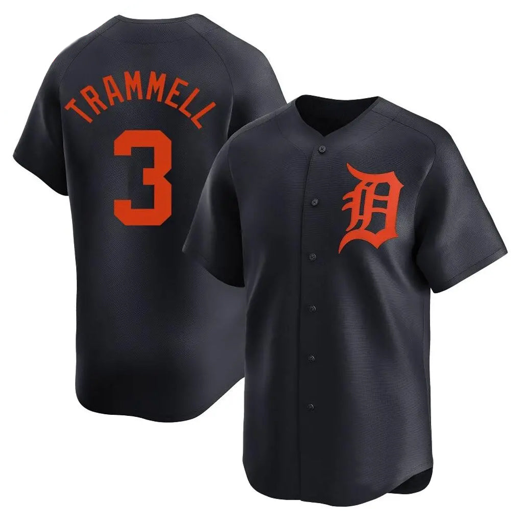 D.Tigers #3 Alan Trammell Player Navy Home Limited Fdoa Stitched Jerseys