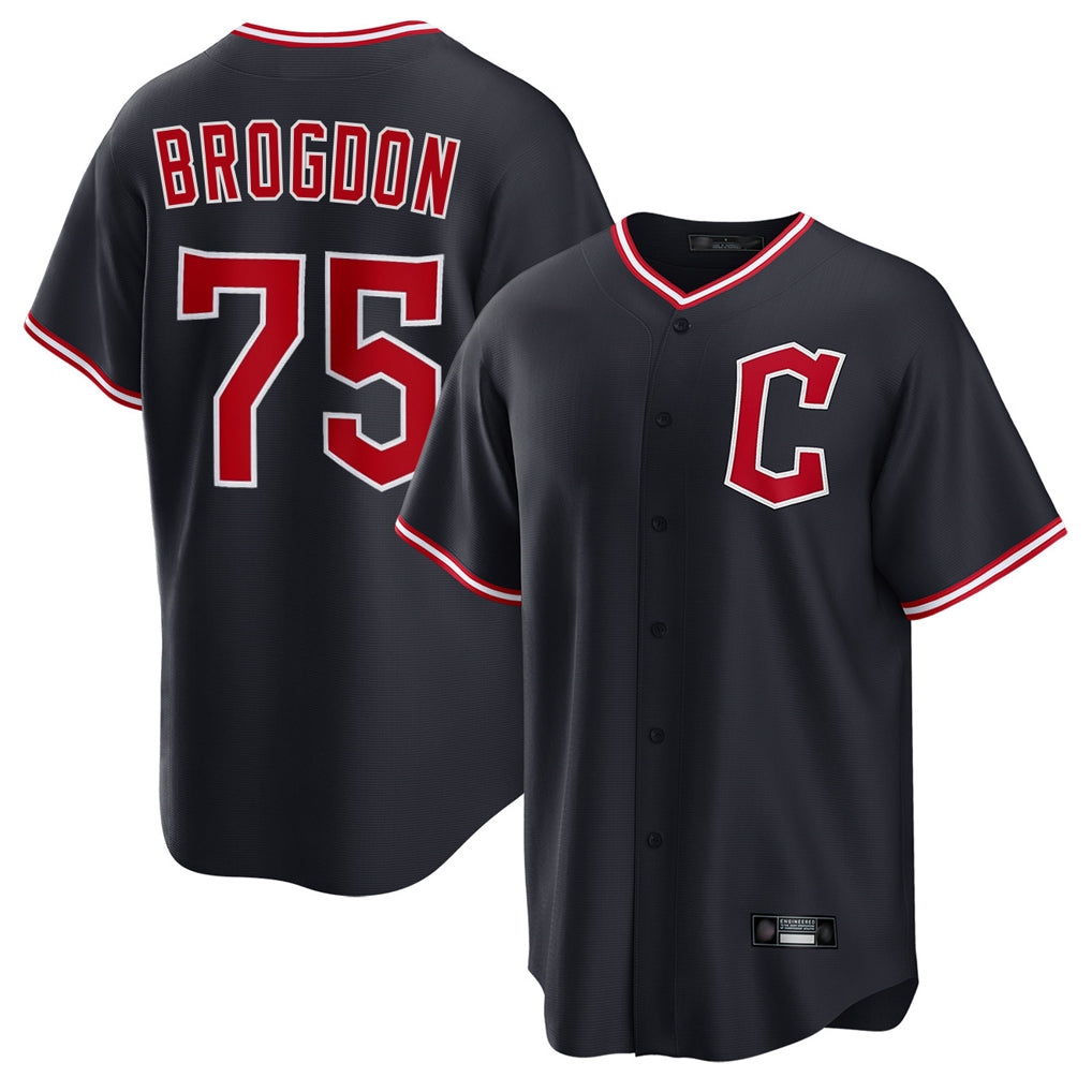 C.Guardians #75 Connor Brogdon Player Navy Home Game Fdoa Stitched Jerseys
