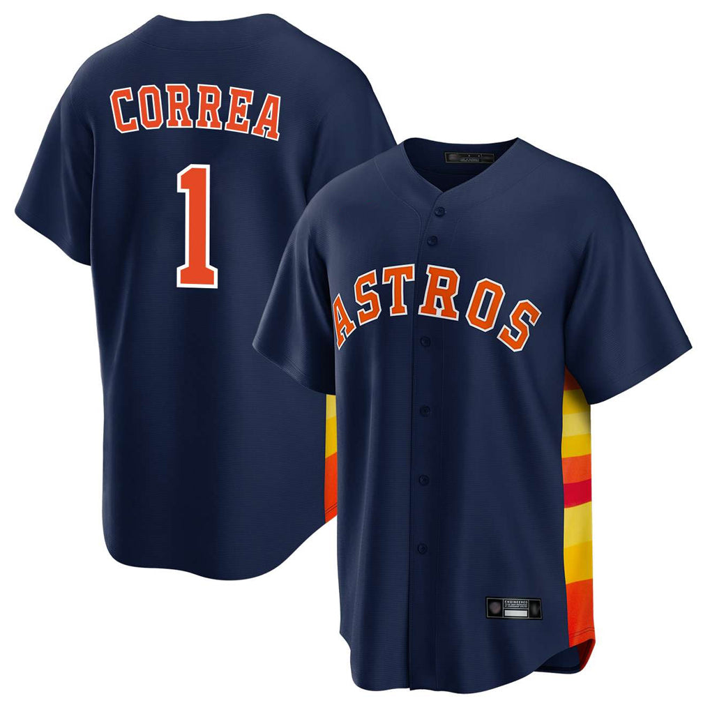 H.Astros #1 Carlos Correa Player Navy Home Game Fdoa Stitched Jerseys