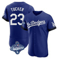 LA.Dodgers #23 Kyle Tucker Player Royal World Series Meet City Connect Elite Home Fdoa Stitched Jerseys
