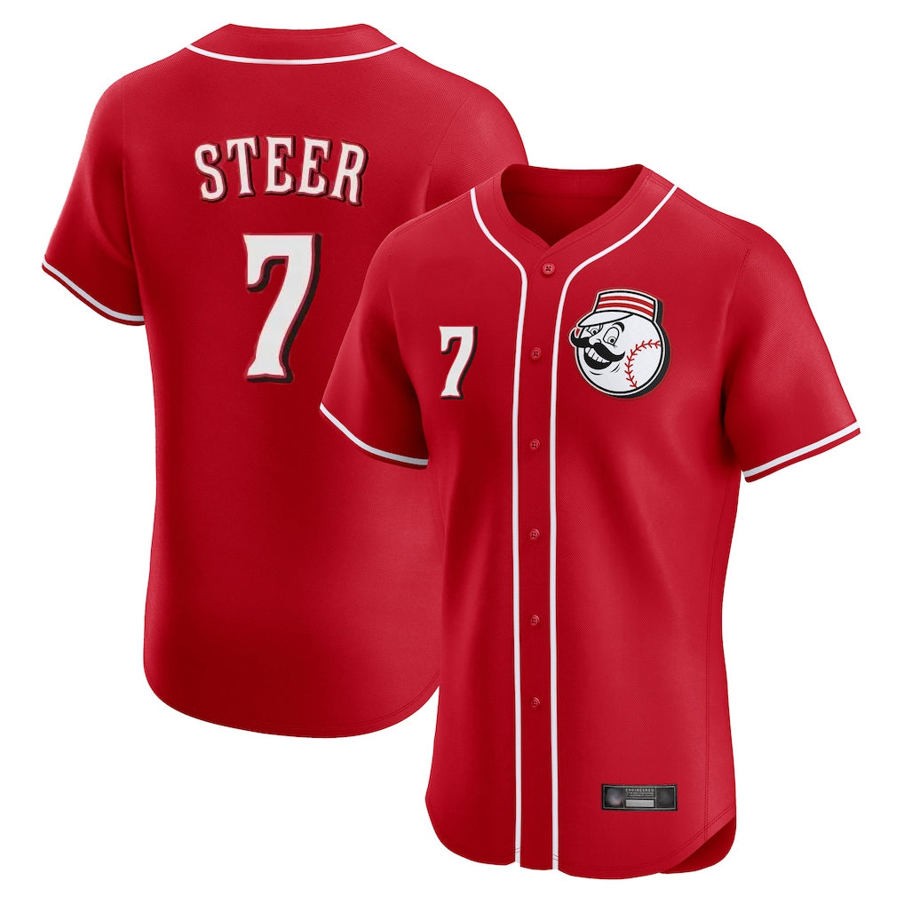 C.Reds #7 Spencer Steer Player Red Limited Elite Home Game Fdoa Stitched Jerseys