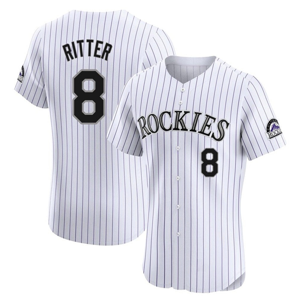 C.Rockies #8 Ryan Ritter Player White Limited Elite Home Fdoa Stitched Jerseys