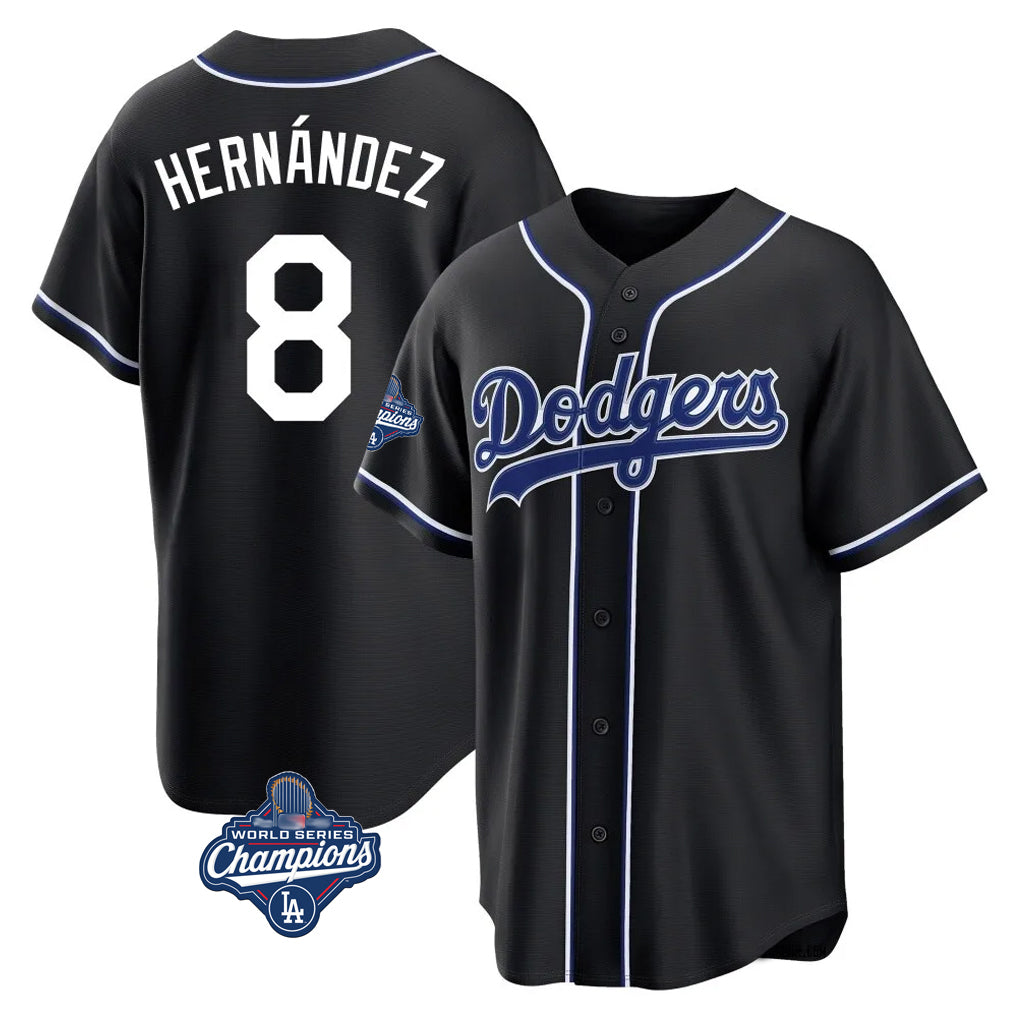 LA.Dodgers #8 Enrique Hern¨¢ndez Player Black World Series Meet Carbon Limited Home Fdoa Stitched Jerseys