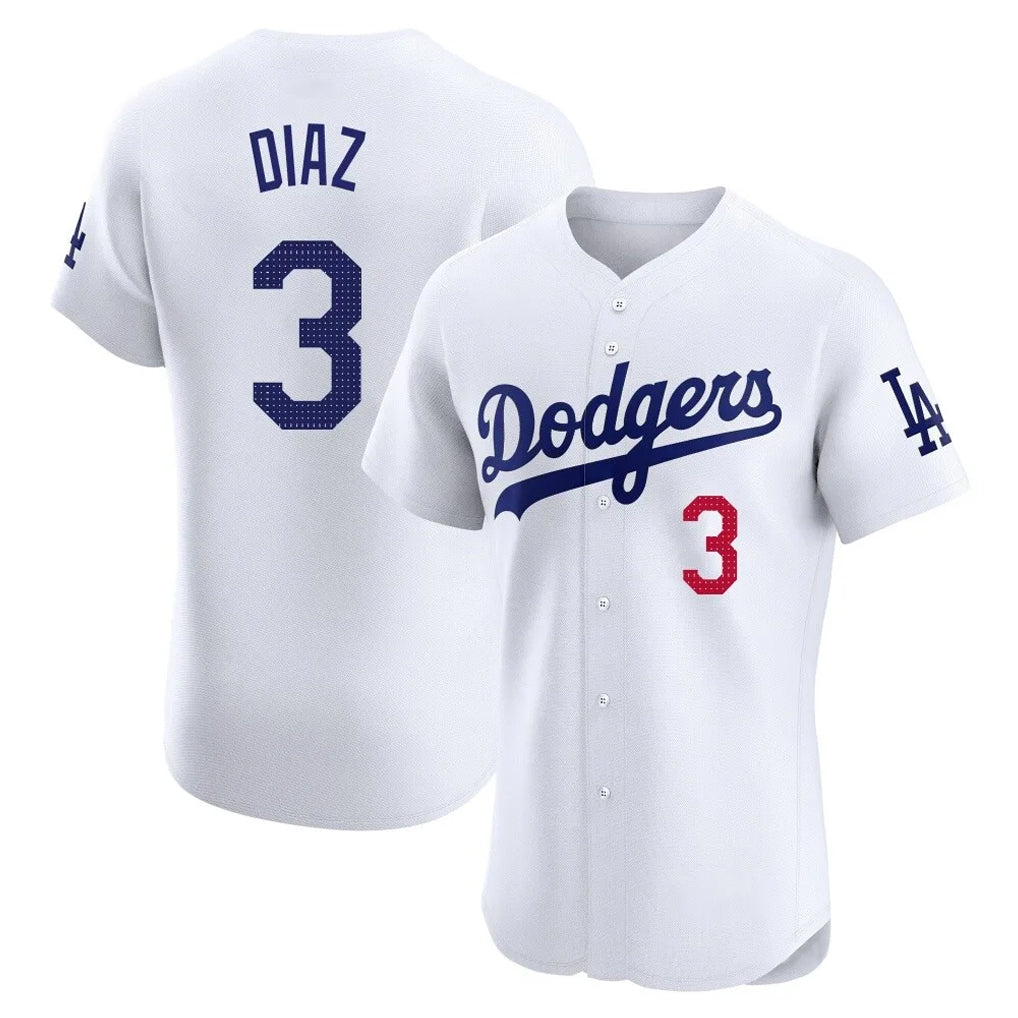 LA.Dodgers #3 Edwin D¨ªaz Player White Limited Elite Home Fdoa Stitched Jerseys
