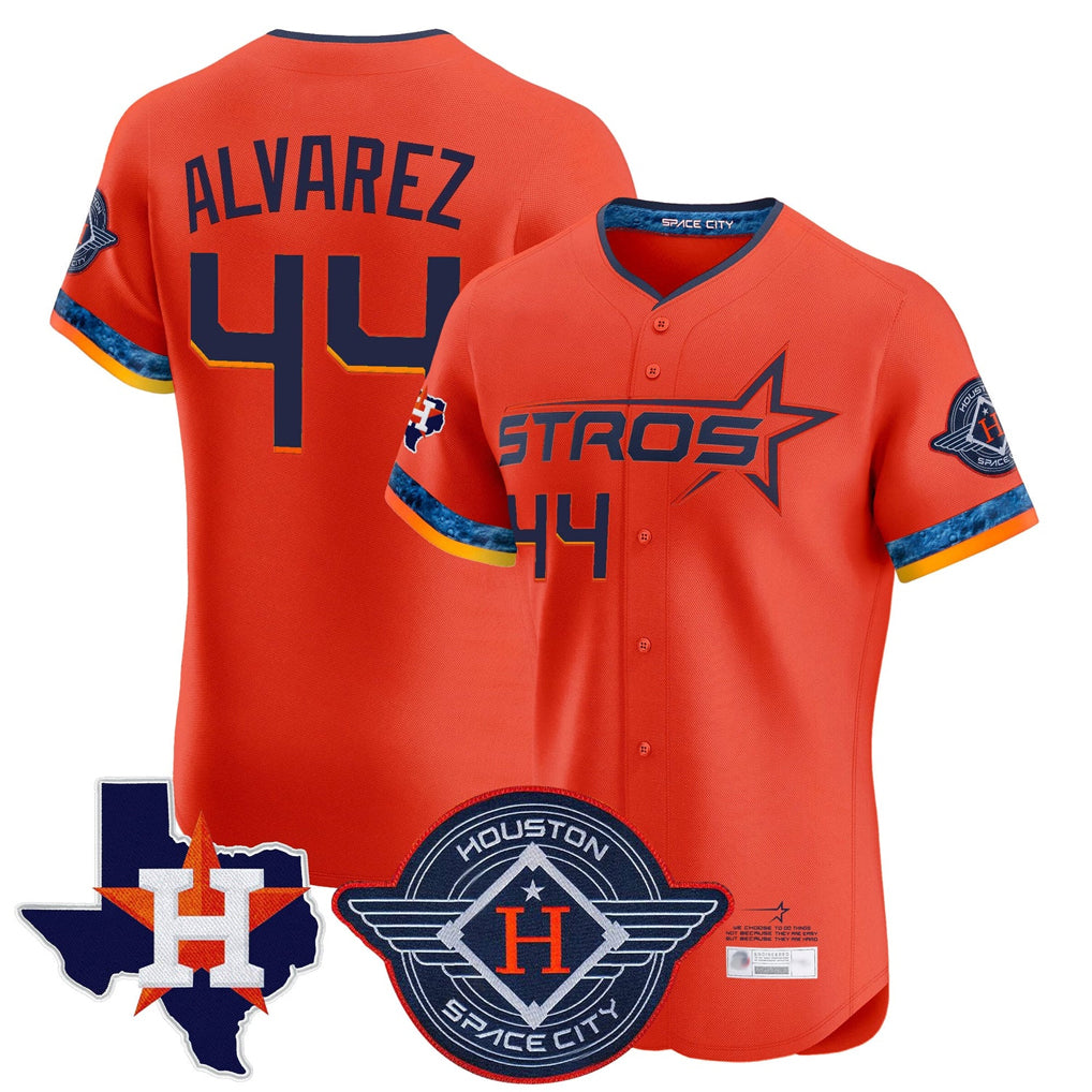 H.Astros #44 Yordan Alvarez Player Orange City Connect Texas Patch Vapor Premier Limited Elite Home Fdoa Stitched Jerseys