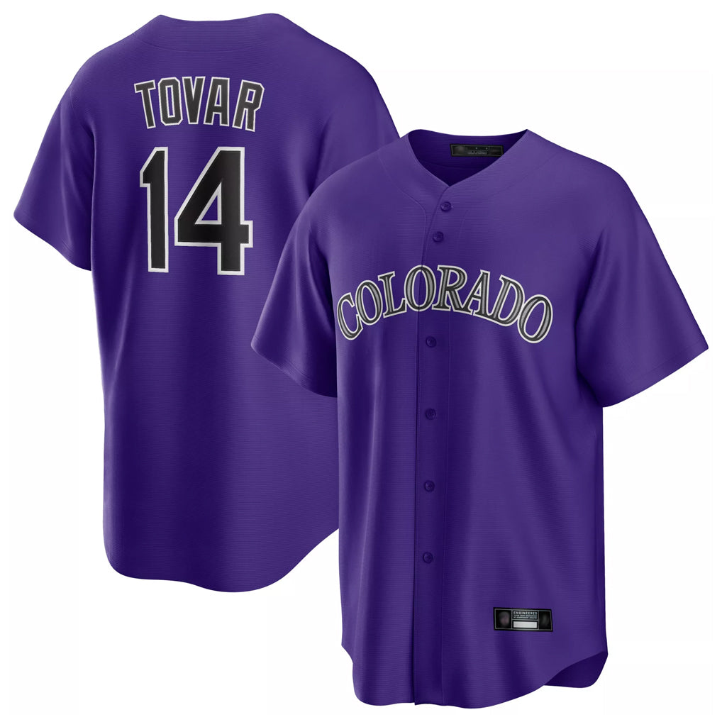 C.Rockies #14 Ezequiel Tovar Player Purple Game Home Fdoa Stitched Jerseys