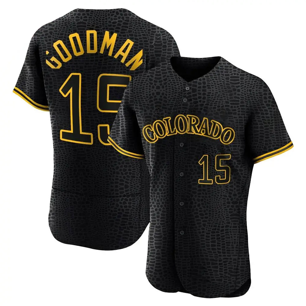 C.Rockies #15 Hunter Goodman Player Black Snake Skin City Limited Elite Home Fdoa Stitched Jerseys