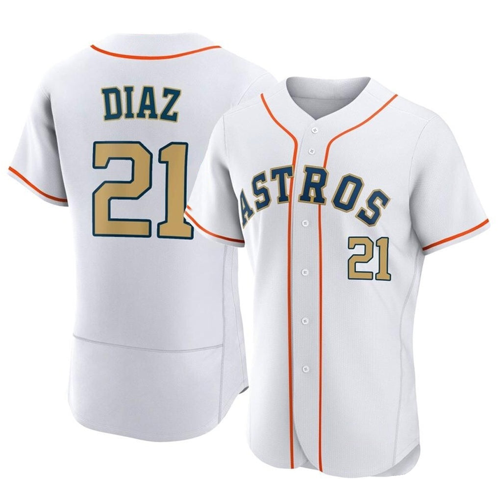 H.Astros #21 Yainer Diaz Player Gold Collection Limited Elite Home Fdoa Stitched Jerseys