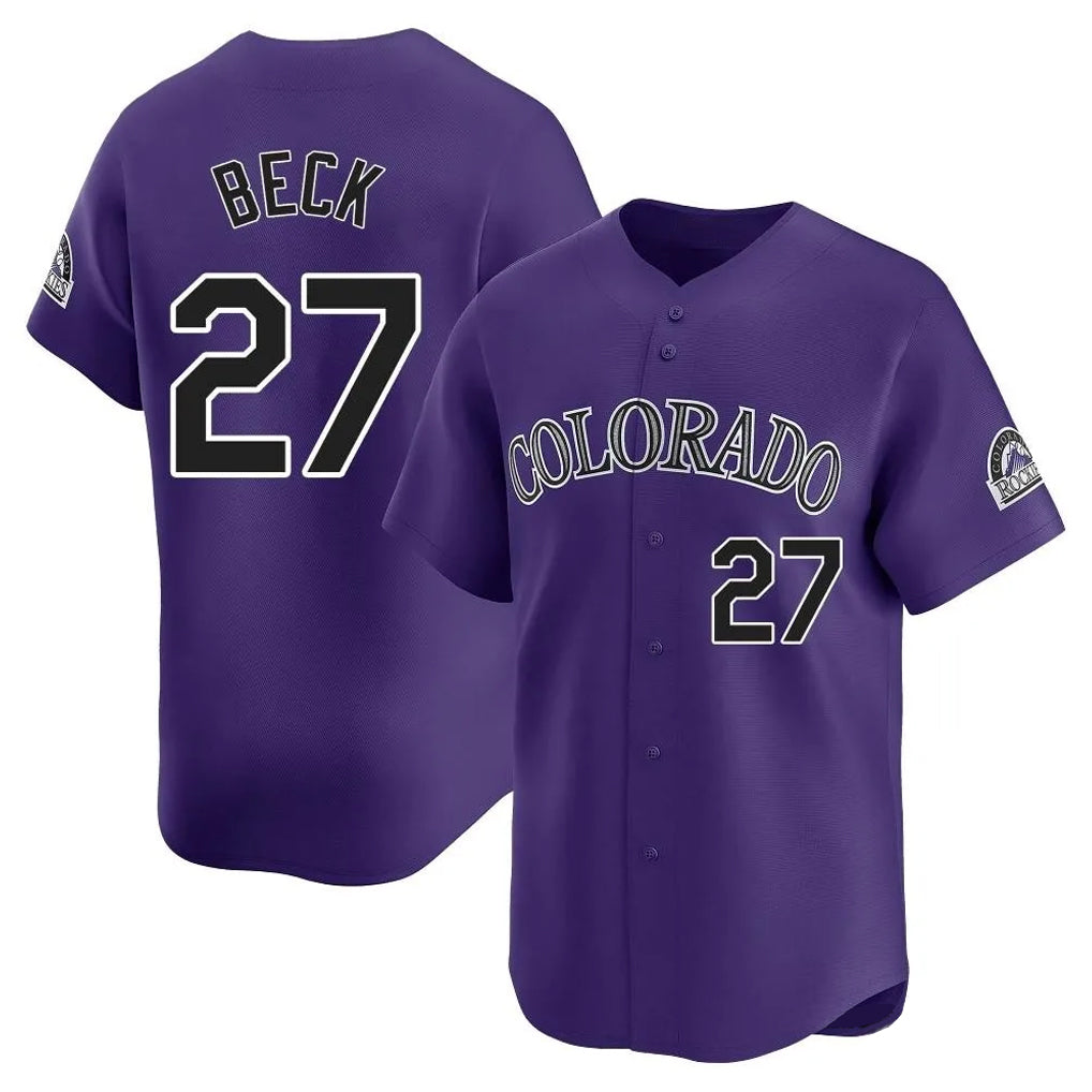 C.Rockies #27 Jordan Beck Player Purple Limited Home Fdoa Stitched Jerseys
