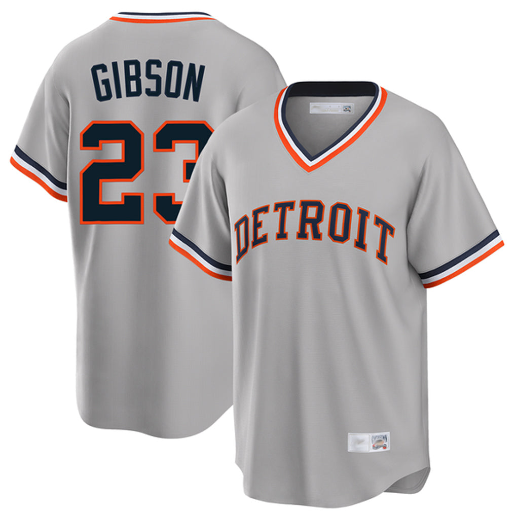 D.Tigers #23 Kirk Gibson Player Gray Cooperstown T-shirt Home Game Fdoa Stitched Jerseys