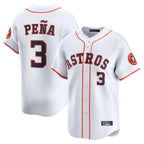 H.Astros #3 Jeremy Pe?a Player White Home Limited Fdoa Stitched Jerseys
