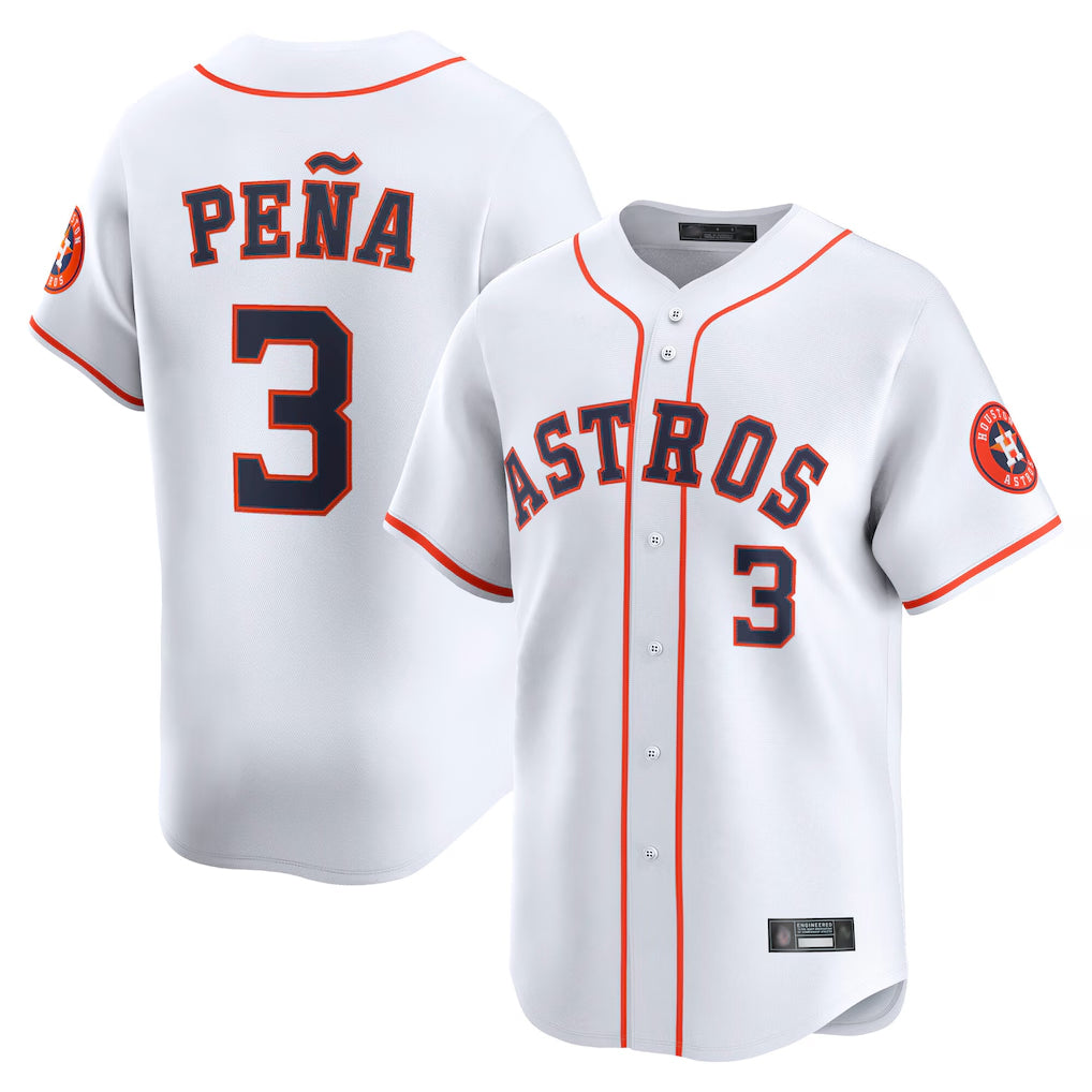H.Astros #3 Jeremy Pe?a Player White Home Limited Fdoa Stitched Jerseys