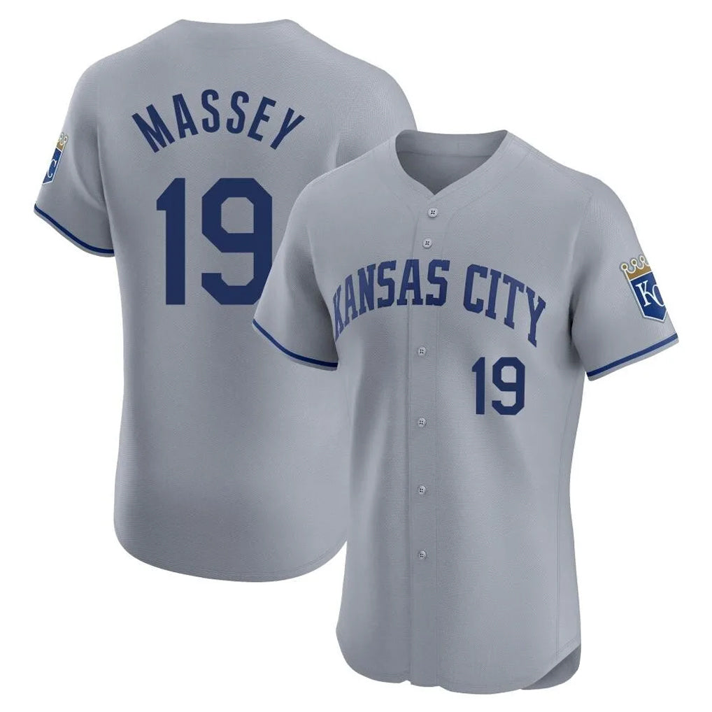KC.Royals #19 Michael Massey Player Gray Limited Elite Home Fdoa Stitched Jerseys